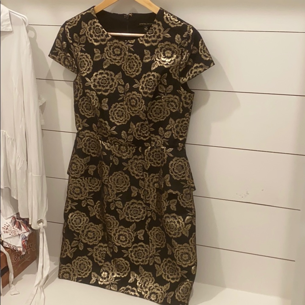 Black dress with gold roses size 8